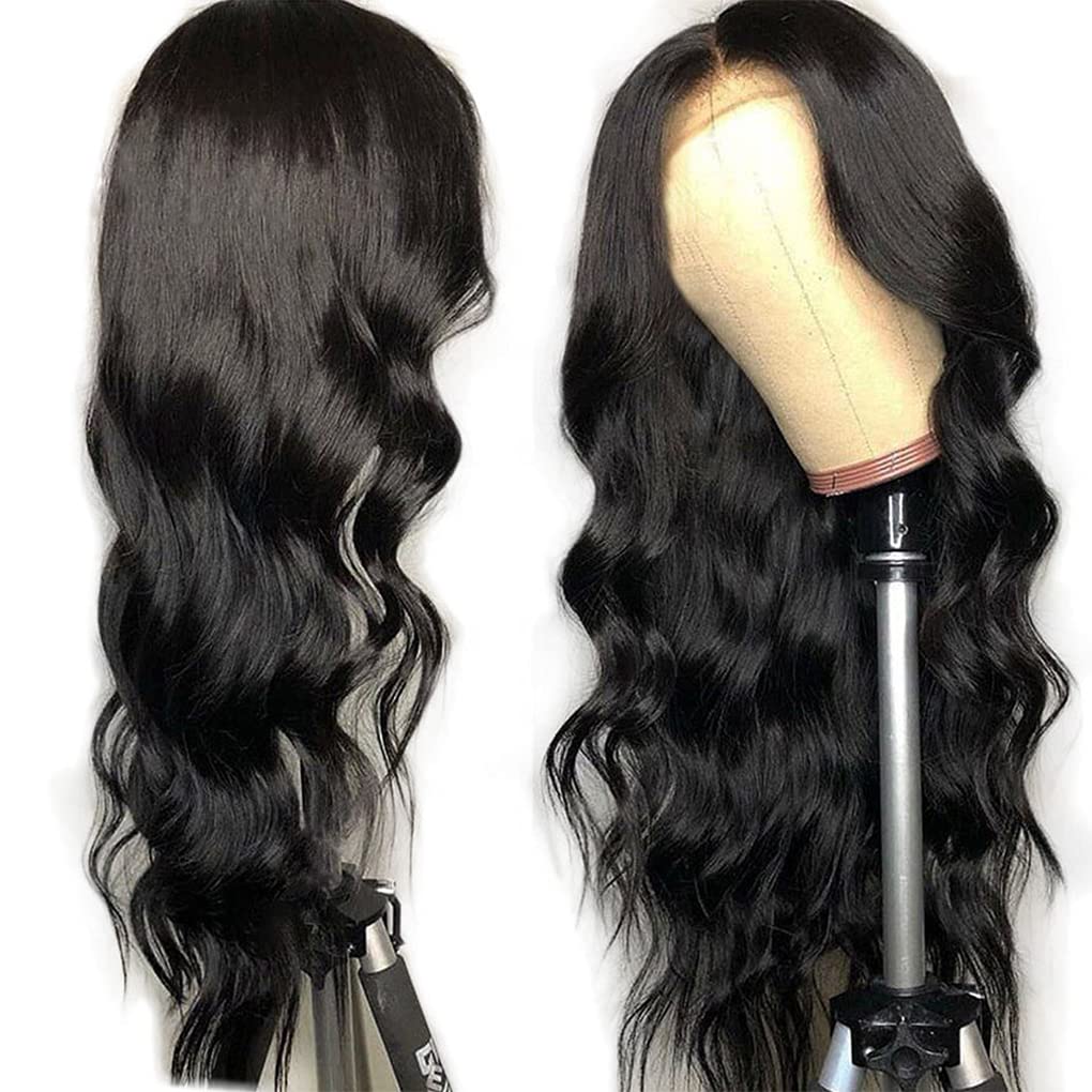 Lace Front Wigs Human Hair, Body Wave 4x4 Lace Closure Wigs with Pre Plucked baby hair at 150% Density (22 Inch)