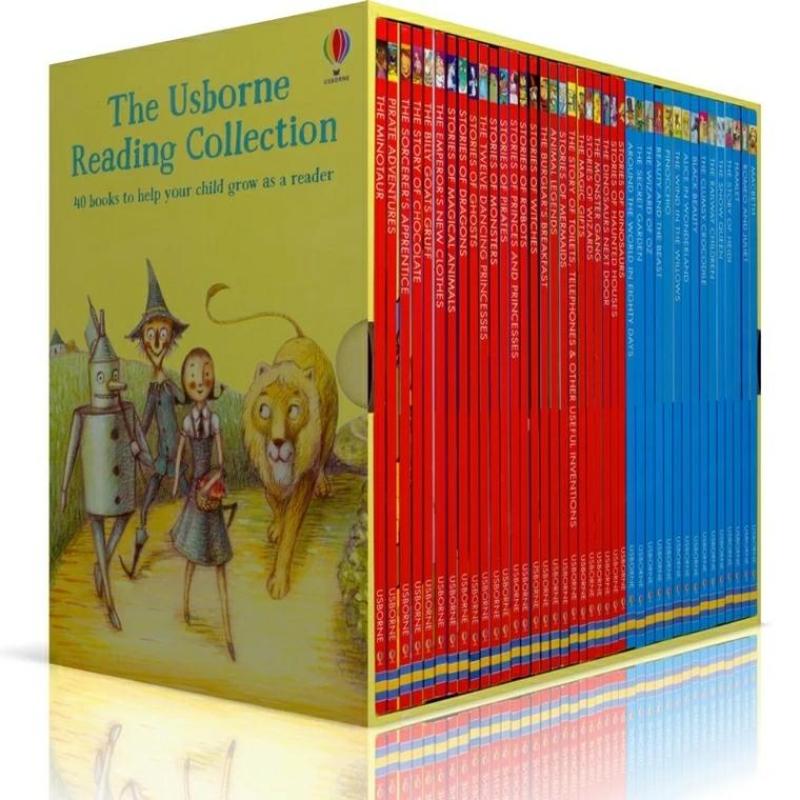 40 Books/set Usborne Story Reading Books Collection. Educationa lReading Library Box Book Set Kids.