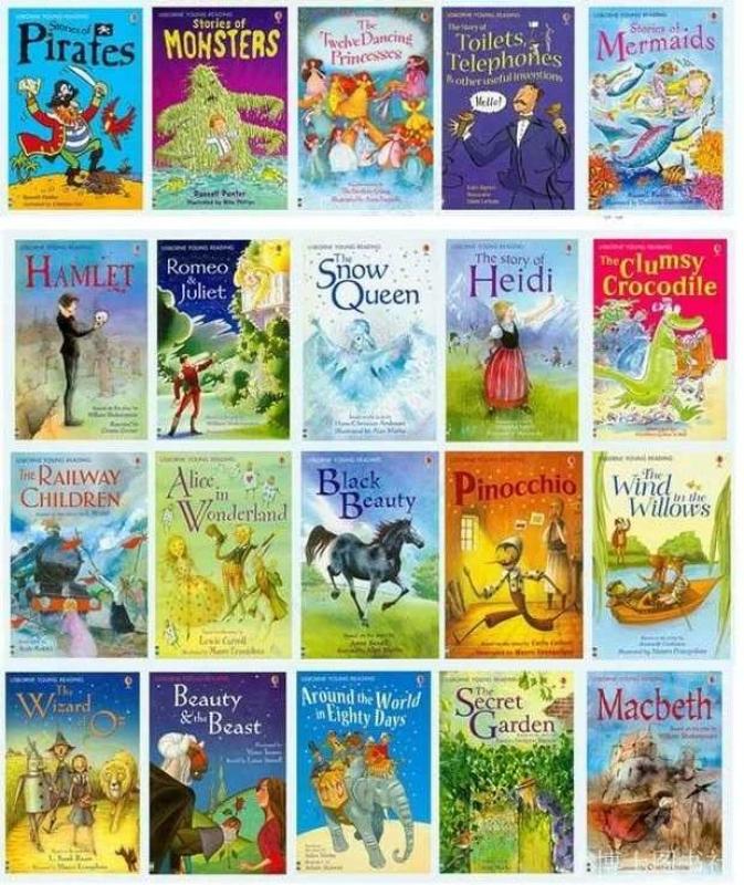 40 Books/set Usborne Story Reading Books Collection. Educationa lReading Library Box Book Set Kids.