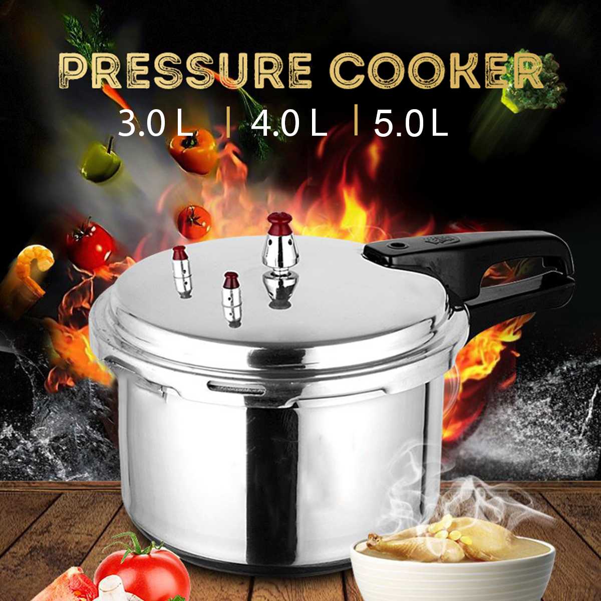 Kitchen Pressure Cooker. Cookware Soup, and Meats pot for Gas, Stove/Open Fire Outdoor Camping. Cook Tool Steamer.