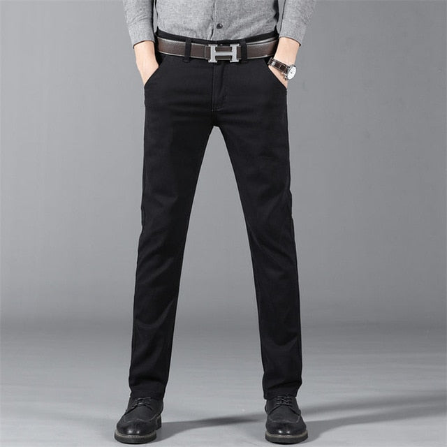 6 Color Casual Khaki Pants for Men. Casual Elastic Straight Trousers in Gray, White,and Navy