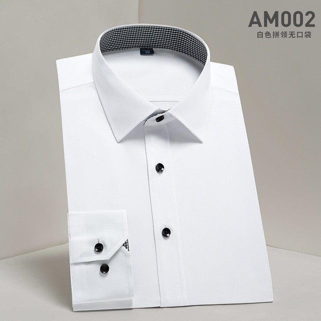 DAVYDAISY Men's Shirt Regular fit. Long Sleeve Twill Solid Formal Business Shirt.