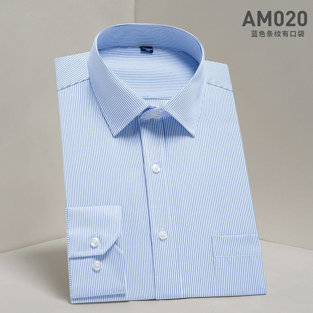 DAVYDAISY Men's Shirt Regular fit. Long Sleeve Twill Solid Formal Business Shirt.