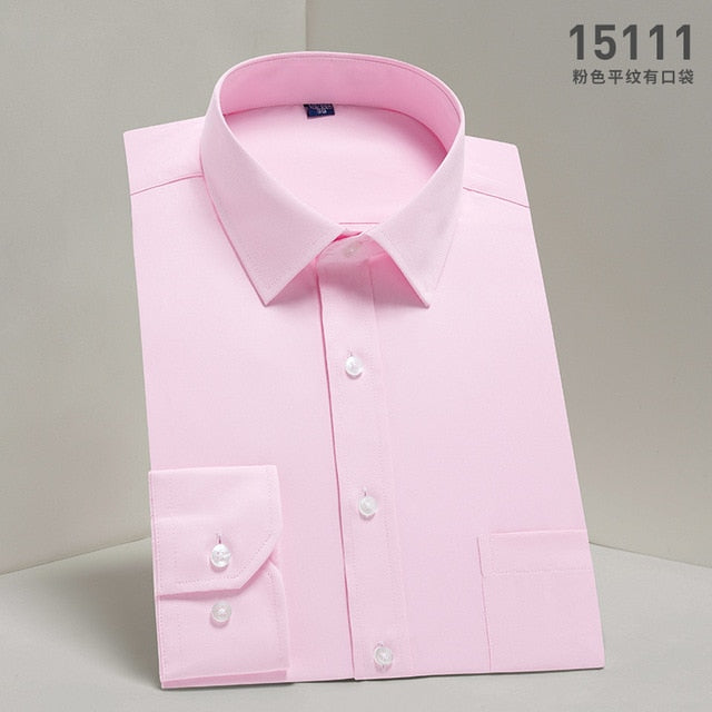 DAVYDAISY Men's Shirt Regular fit. Long Sleeve Twill Solid Formal Business Shirt.