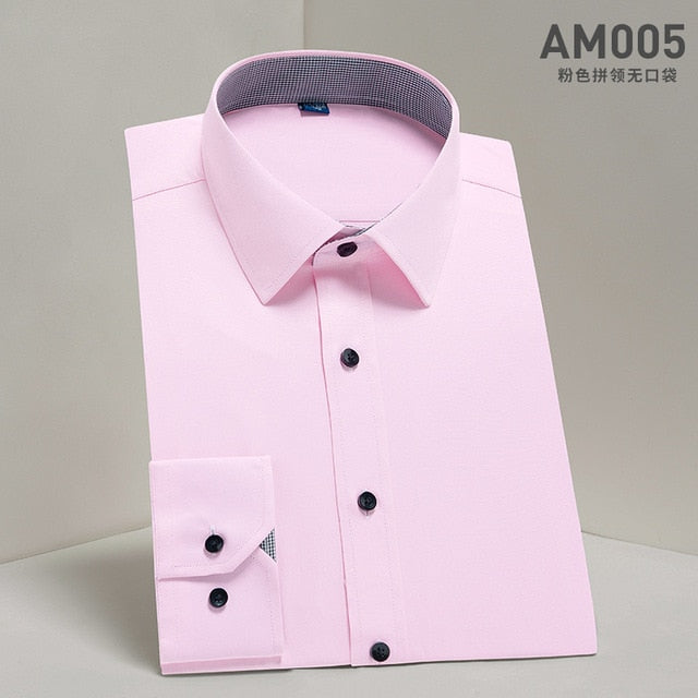 DAVYDAISY Men's Shirt Regular fit. Long Sleeve Twill Solid Formal Business Shirt.