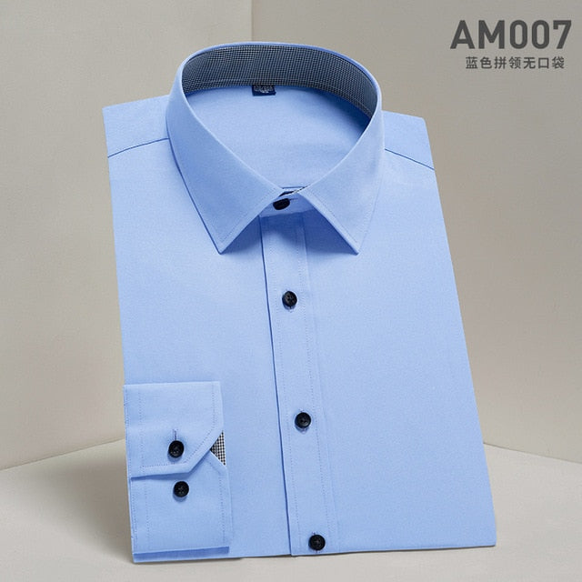 DAVYDAISY Men's Shirt Regular fit. Long Sleeve Twill Solid Formal Business Shirt.