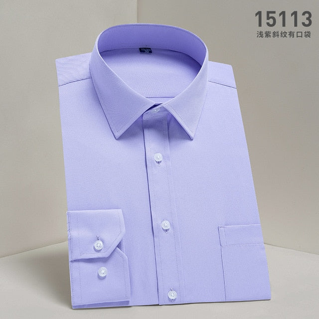 DAVYDAISY Men's Shirt Regular fit. Long Sleeve Twill Solid Formal Business Shirt.
