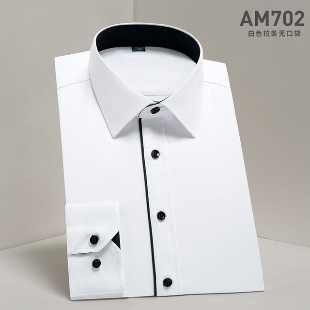 DAVYDAISY Men's Shirt Regular fit. Long Sleeve Twill Solid Formal Business Shirt.
