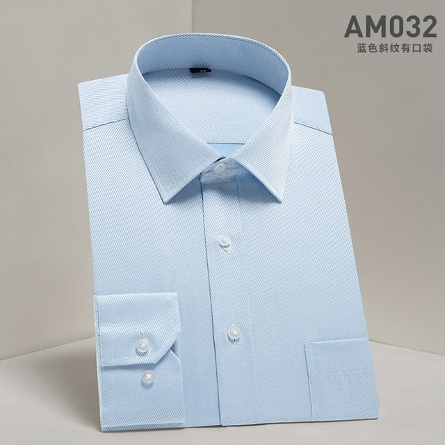 DAVYDAISY Men's Shirt Regular fit. Long Sleeve Twill Solid Formal Business Shirt.