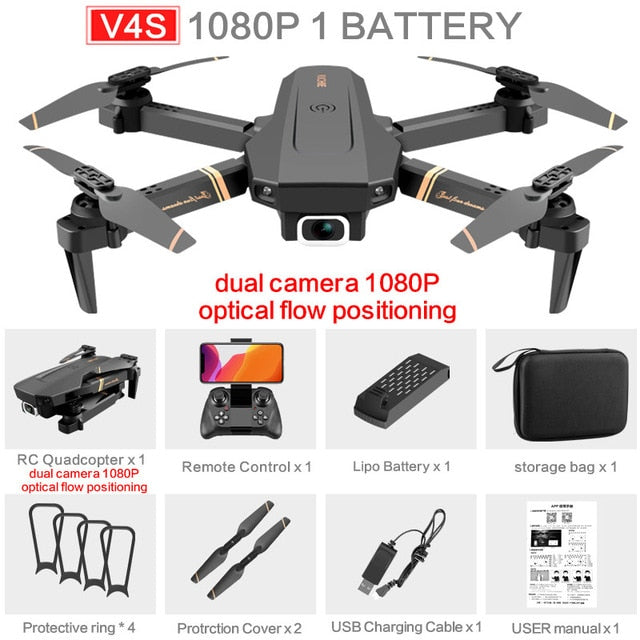 V4 WIFI FPV Drone. WiFi live video FPV 4K/1080P HD Wide Angle Camera Foldable Altitude Hold Durable RC Drone.
