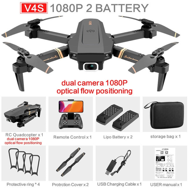 V4 WIFI FPV Drone. WiFi live video FPV 4K/1080P HD Wide Angle Camera Foldable Altitude Hold Durable RC Drone.