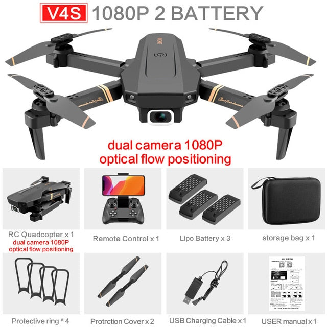 V4 WIFI FPV Drone. WiFi live video FPV 4K/1080P HD Wide Angle Camera Foldable Altitude Hold Durable RC Drone.