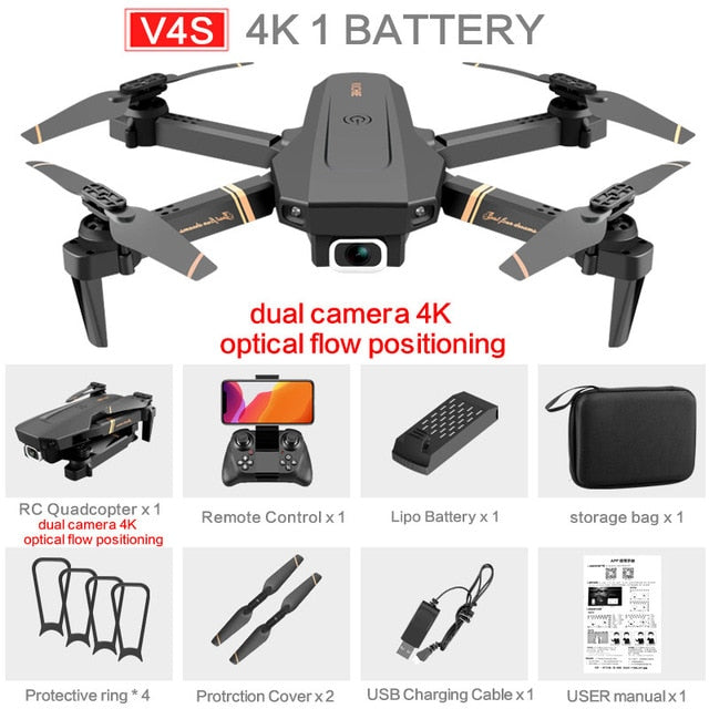 V4 WIFI FPV Drone. WiFi live video FPV 4K/1080P HD Wide Angle Camera Foldable Altitude Hold Durable RC Drone.