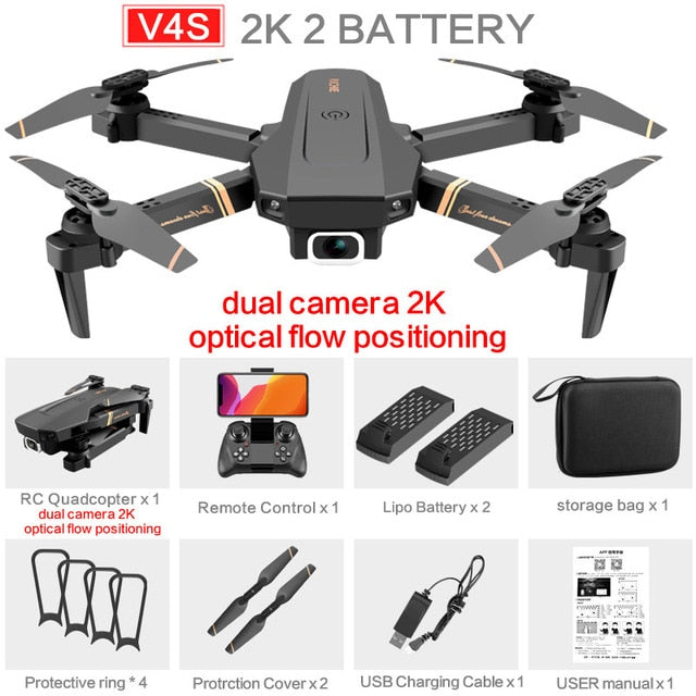 V4 WIFI FPV Drone. WiFi live video FPV 4K/1080P HD Wide Angle Camera Foldable Altitude Hold Durable RC Drone.