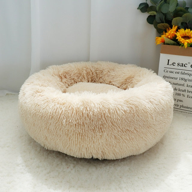 Fluffy Calming Dog Bed. Pet Dog Bed Warm Fleece Round. Winter Pets Dog Beds For Medium Large Dogs and Cats.