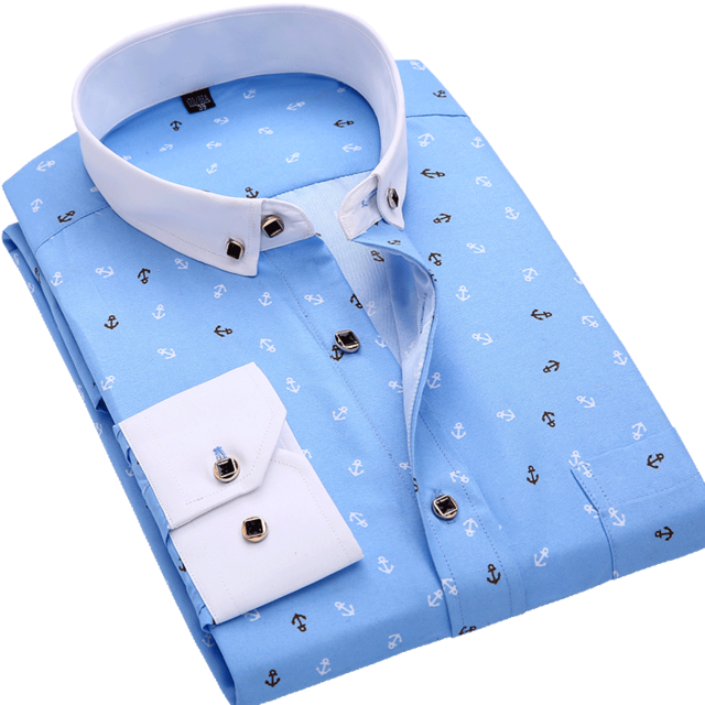 Men Shirt Long Sleeve Floral Printing Plaid Fashion Pocket Casual Shirts. 100% Polyester Soft Comfortable Men Shirt.