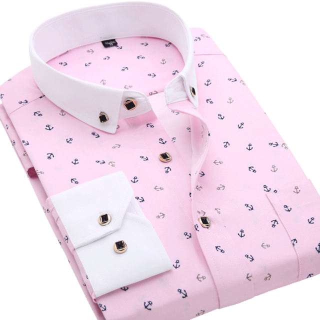 Men Shirt Long Sleeve Floral Printing Plaid Fashion Pocket Casual Shirts. 100% Polyester Soft Comfortable Men Shirt.