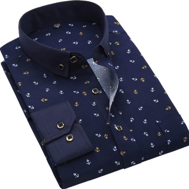 Men Shirt Long Sleeve Floral Printing Plaid Fashion Pocket Casual Shirts. 100% Polyester Soft Comfortable Men Shirt.