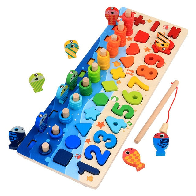 Mathematics Montessori Kids,Counting Wooden Sticker, Kids Number and shape Cognition,early Educational Toy.