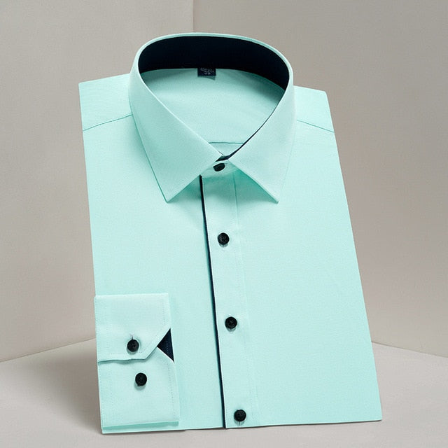 DAVYDAISY Men's Shirt Regular fit. Long Sleeve Twill Solid Formal Business Shirt.