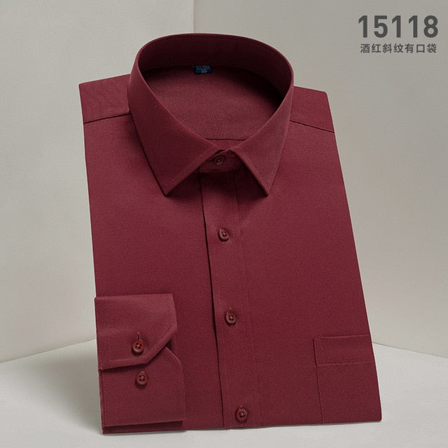 DAVYDAISY Men's Shirt Regular fit. Long Sleeve Twill Solid Formal Business Shirt.
