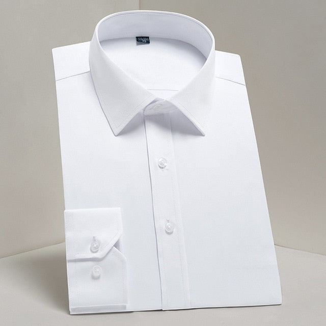 DAVYDAISY Men's Shirt Regular fit. Long Sleeve Twill Solid Formal Business Shirt.