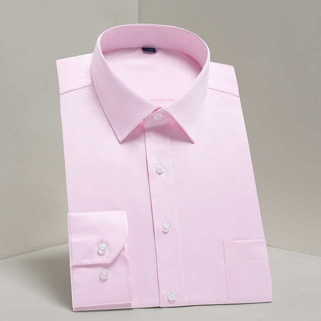 DAVYDAISY Men's Shirt Regular fit. Long Sleeve Twill Solid Formal Business Shirt.