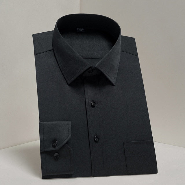 DAVYDAISY Men's Shirt Regular fit. Long Sleeve Twill Solid Formal Business Shirt.