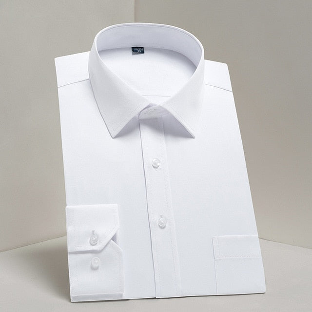DAVYDAISY Men's Shirt Regular fit. Long Sleeve Twill Solid Formal Business Shirt.