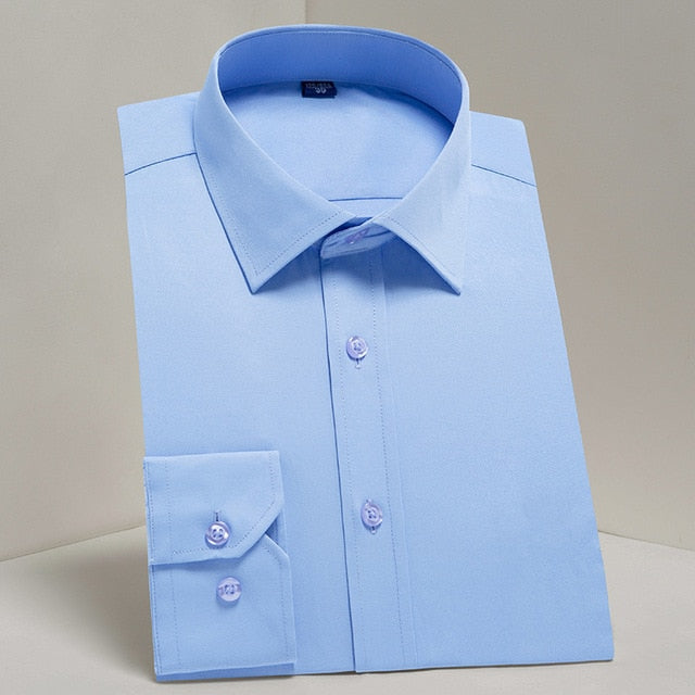 DAVYDAISY Men's Shirt Regular fit. Long Sleeve Twill Solid Formal Business Shirt.