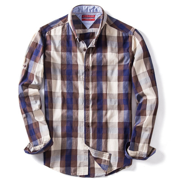 100% Cotton Plaid Shirt for Men.Casual, Social, Business Male Shirt. Mens Shirts,Long Sleeve.