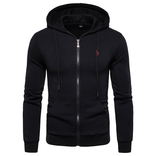 New Autumn Winter Cotton Hoodie Mens Sweatshirts. Solid Hoody Fleece Thick Hoodies. Men Sportswear Zipper Sweatshirts.