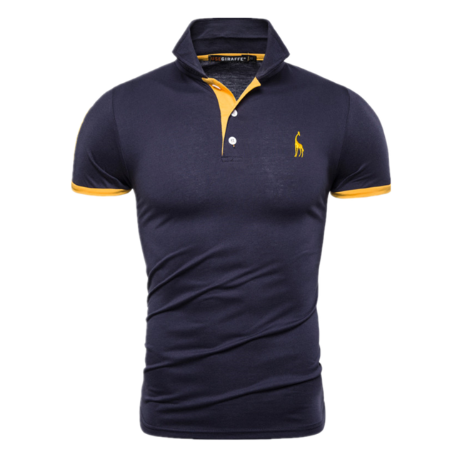 Polo Giraffe T Shirt for Men.Casual Turn Down Collar, Deer Embroidery T-Shirts,13 colours.
