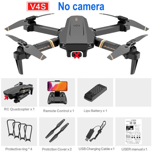 V4 WIFI FPV Drone. WiFi live video FPV 4K/1080P HD Wide Angle Camera Foldable Altitude Hold Durable RC Drone.