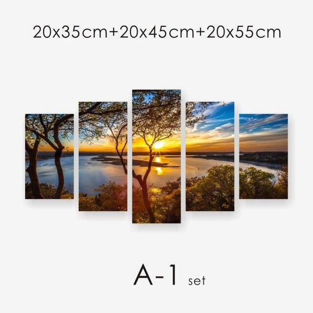 5 Piece Lake Landscape. A beautiful Modern Home Decor Canvas Print Oil Painting. Wall Art Picture House Decoration in a large size