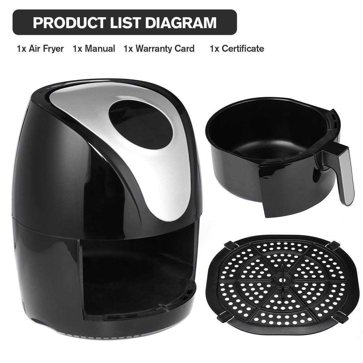 Air Fryer Cooker. Multifunction Smart Touch LCD Deep Airfryer for French fries Pizza.