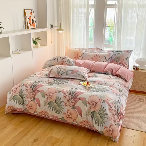 Multicolor Bedsheet, with Pillowcase 4pcs.Mattress Covers for King Queen and Full Size Bedding.