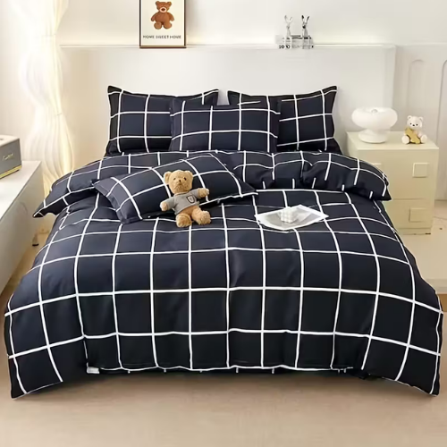 Multicolor Bedsheet, with Pillowcase 4pcs.Mattress Covers for King Queen and Full Size Bedding.