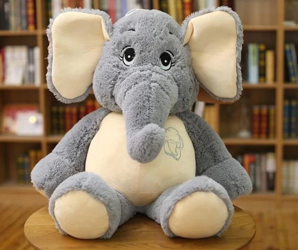 Giant plush Elephant toy. Grey Stuffed Big flappy ears Long plush elephant Animal toy for Children.