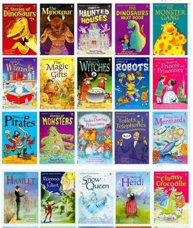 40 Books/set Usborne Story Reading Books Collection.  Educationa lReading Library Box Book Set Kids.