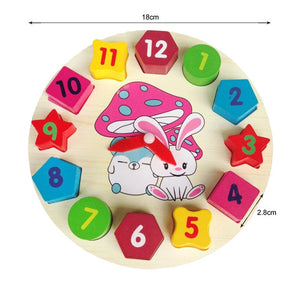 Math Toy Digital Clock,with Wooden Toys Geometric Shape Matching numbers.