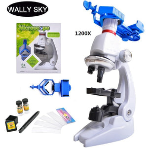 Children Toy Biological Microscope Set.1200X Illuminated Microscope Kit. Home School Lab Educational Gift With Cellphone Mount.