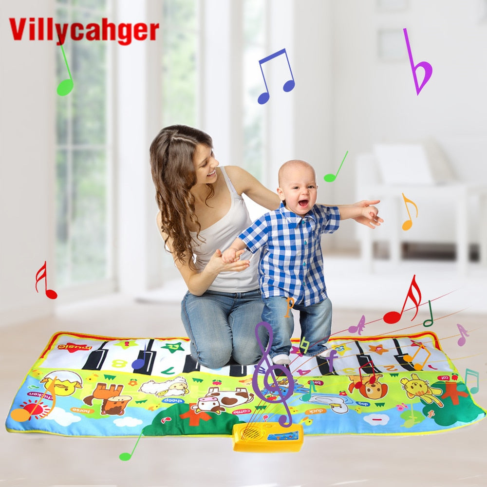 135x58cm Big Musical Mat Carpet, Touch Play Piano with 8 Animals Sound, and Music Instruments Toy