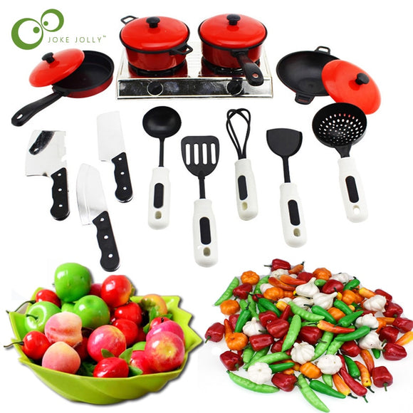 Mini Kitchen Children Cookware.Kids Pretend Cook Play Toy Simulation.Vegetables Fruit Cooking Utensils Toys Set.