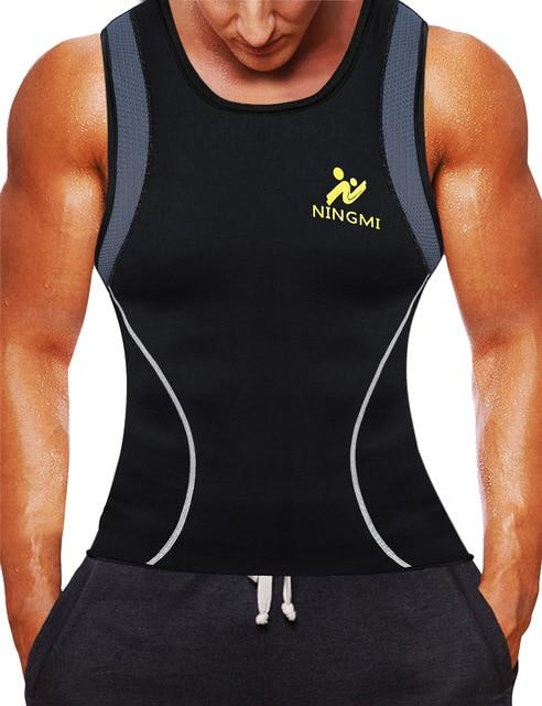 Mens Slimming Vest. HOT Shirt Fitness Weight Loss Sweat Sauna Suit Vest. Waist Trainer Body Shaper Neoprene Tank Top with Zipper.