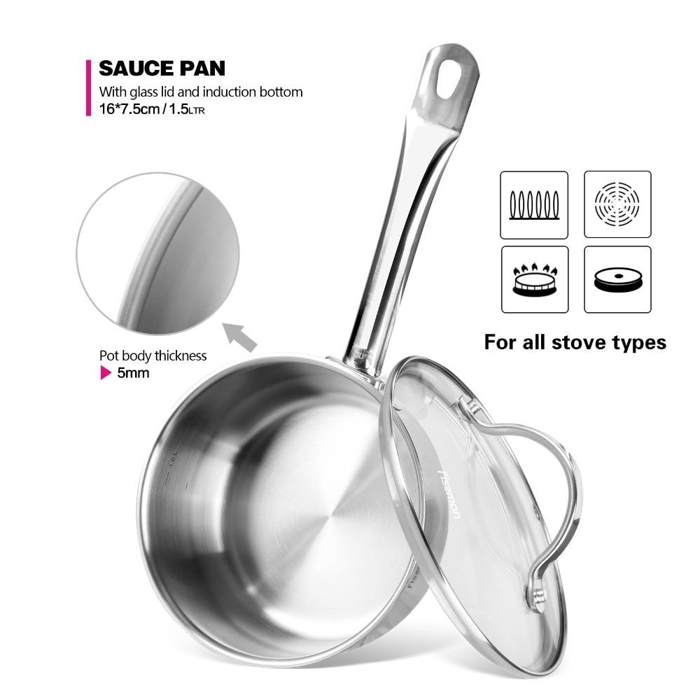 Cookware Set, 4-Piece Kitchen Stainless Steel Cooking Pot & Pan Set, Induction Safe, Saucepan, Casserole pan and Saucepot.