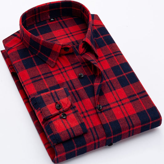 Men's Slim Fit Soft Comfortable Shirt. Long Sleeved Plaid Men Shirt.