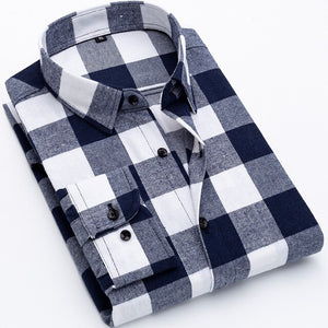 Men's Slim Fit Soft Comfortable Shirt. Long Sleeved Plaid Men Shirt.