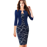 Nice-forever One-piece Faux Jacket Brief Elegant Patterns Work dress. Office Bodycon 3/4 Or Full Sleeve Sheath Dress.