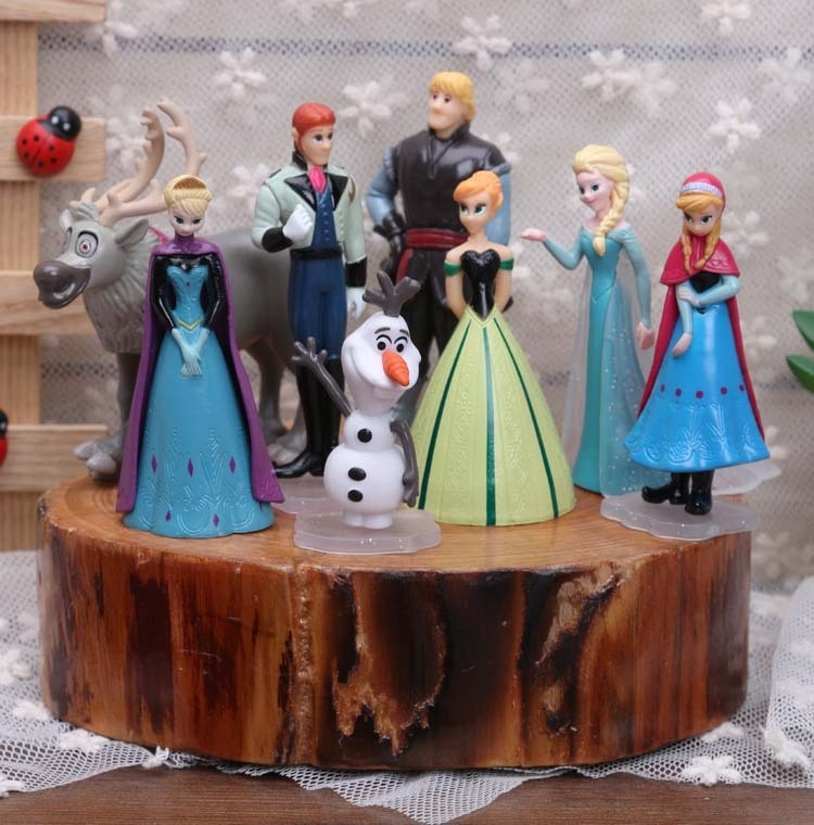 Disney Toys 8pcs/Set 5-9cm Frozen Anna Elsa Kristoff Olaf Action Figures For Kids.